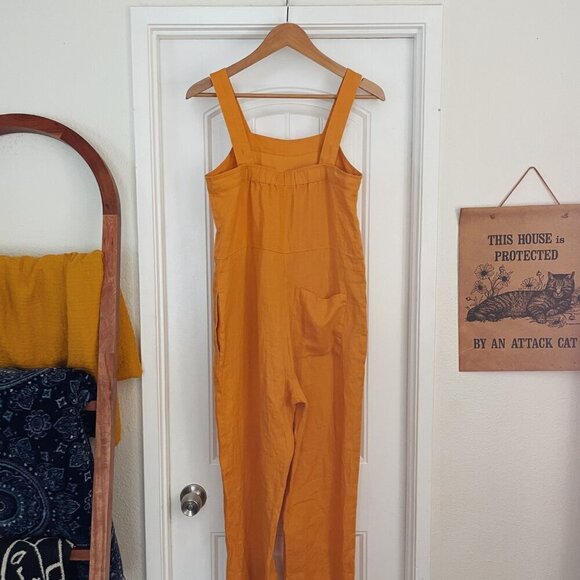Everlane Sunflower Yellow Linen Jumpsuit size 2P EUC Spring Summer Casual Boho - Picture 9 of 10